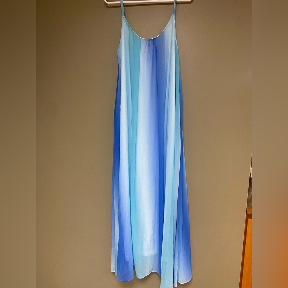 Blue watercolor maxi dress